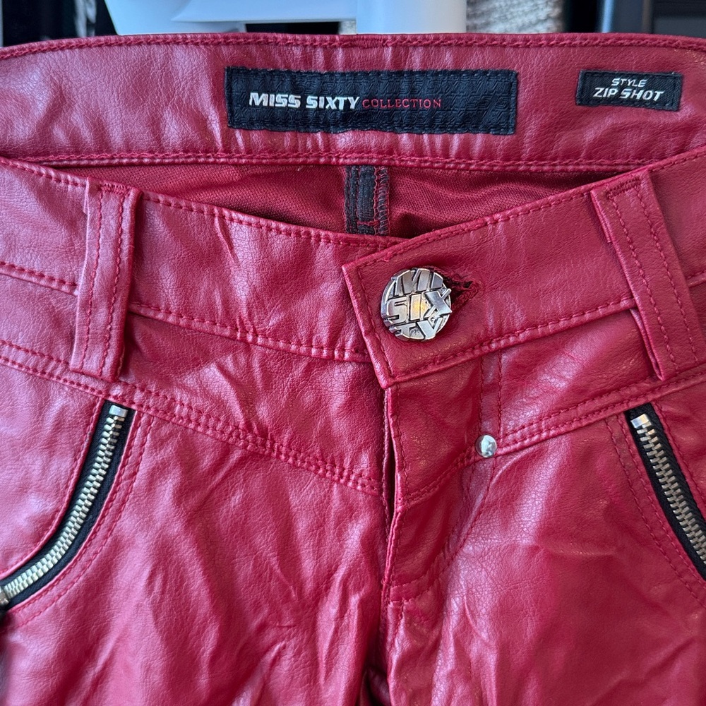 Miss Sixty Bold Red Leather Trousers